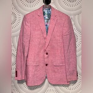 Bar III Men’s Pink Linen Slim Fit 2 Button Blazer 36R